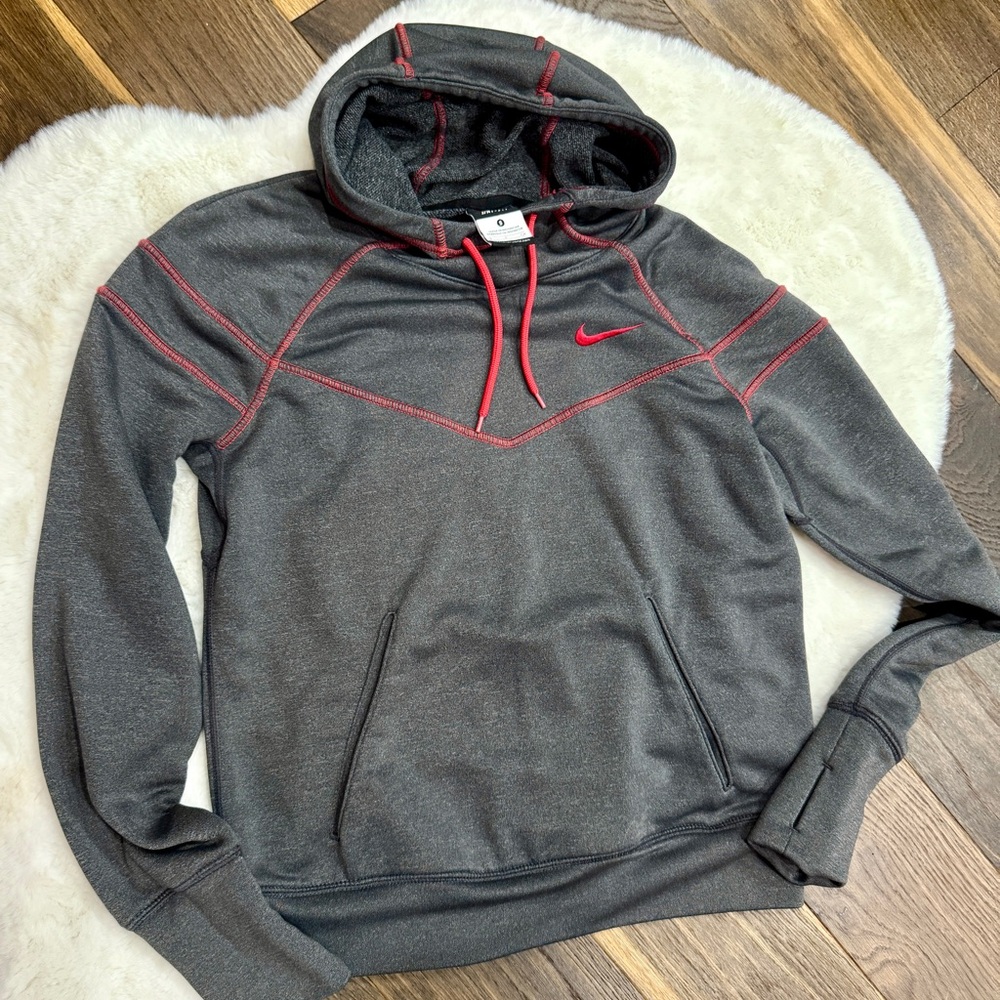 Nike Charcoal Hoodie with Red Highlights